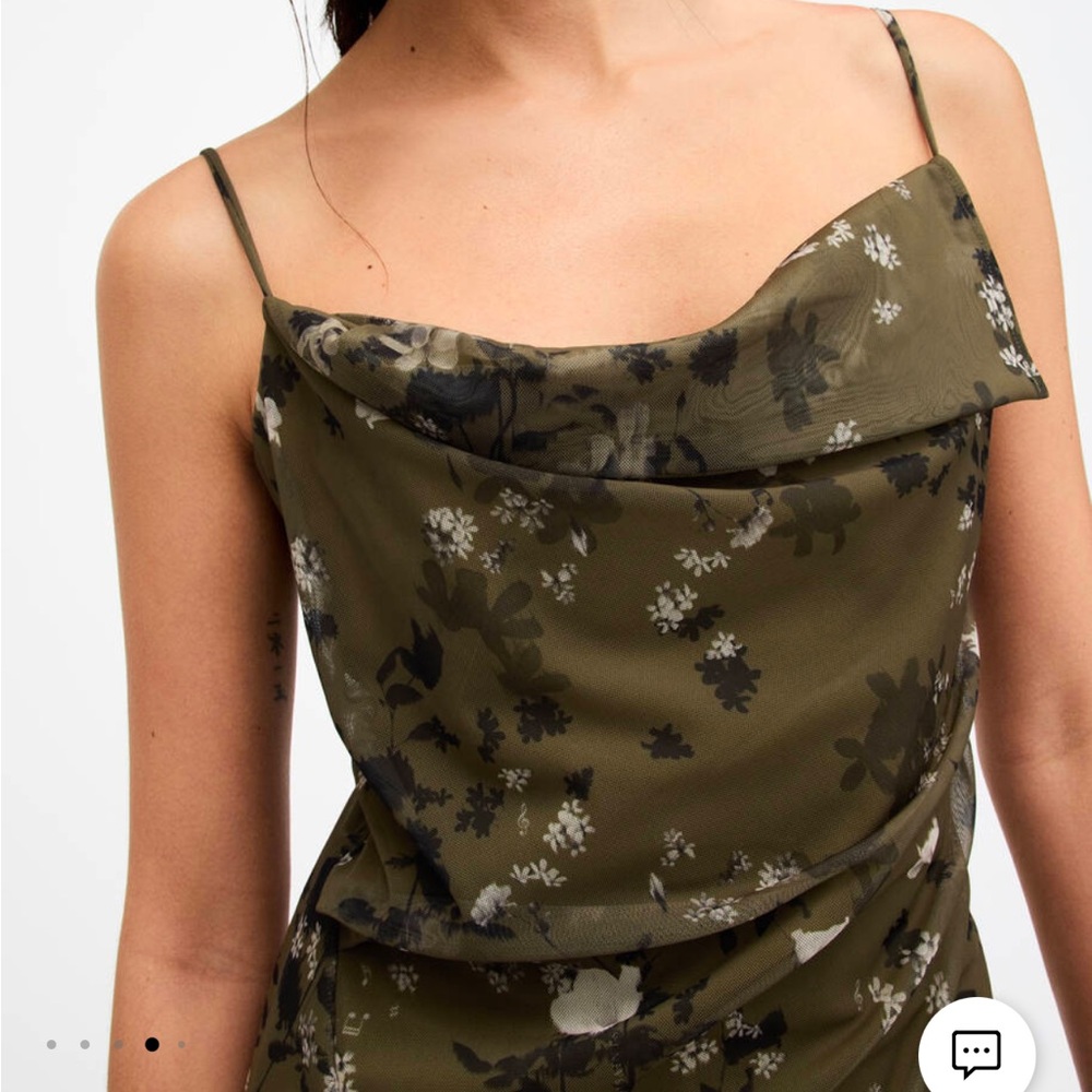 All Saints Ulla Mesh Draped Kora Midi Dress size 8